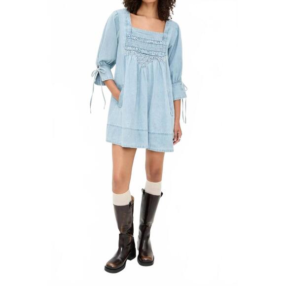 NEW FREE PEOPLE sonora denim mini dress in cornflower - Picture 5 of 6